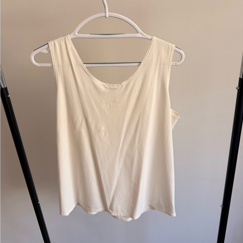 Chico's Ivory Sleeveless Scoop Neck Tank Top Women's Size XL (Chicos Size 3) - Picture 2 of 5